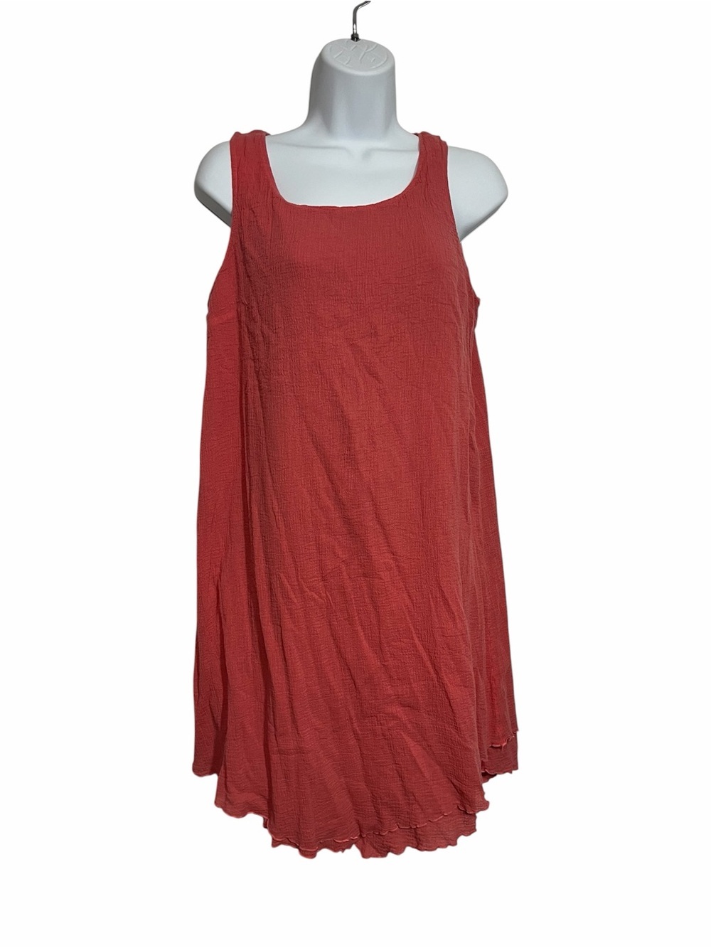 Soft Surroundings 100% Cotton Coral Tank Dress Size Small Lightweight Ruffles